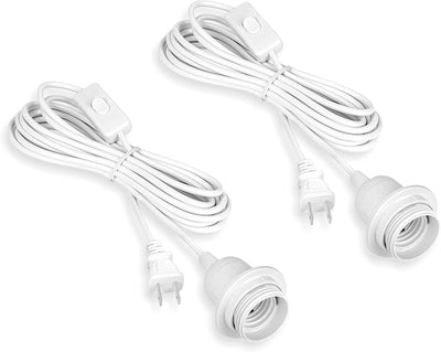 Kit enchufe luz colgante 16ft E26/E27 con interruptor 2 pzas blanco