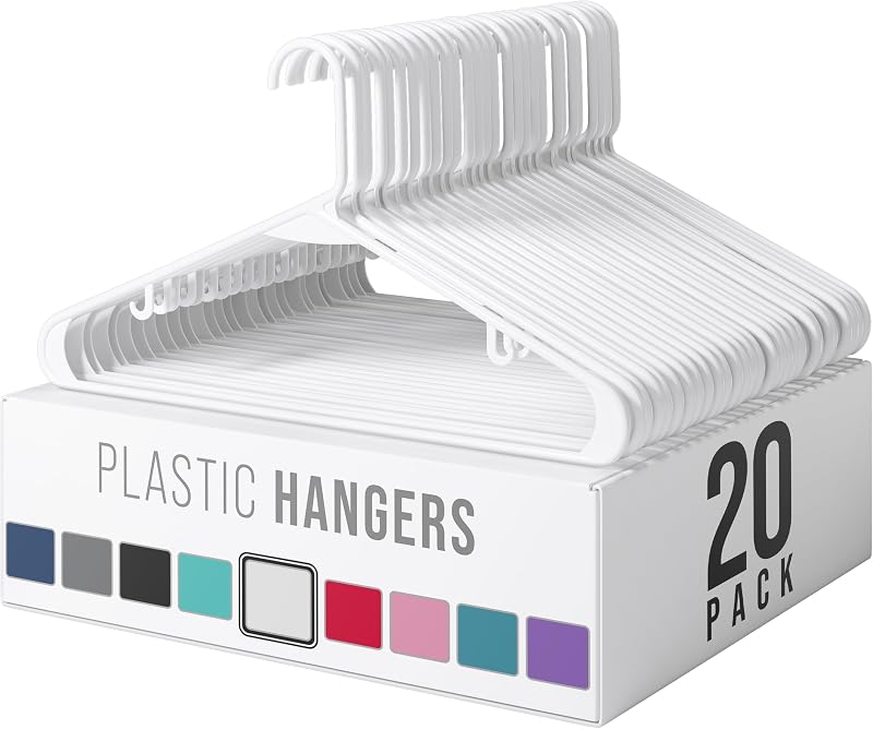 Perchas plástico blanco set 20 ganchos colgar ropa