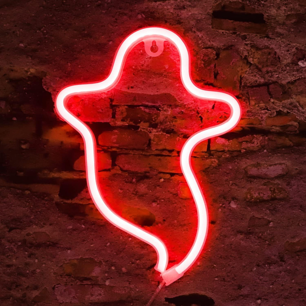 Letrero neón fantasma LED USB hogar pared fiesta rojo