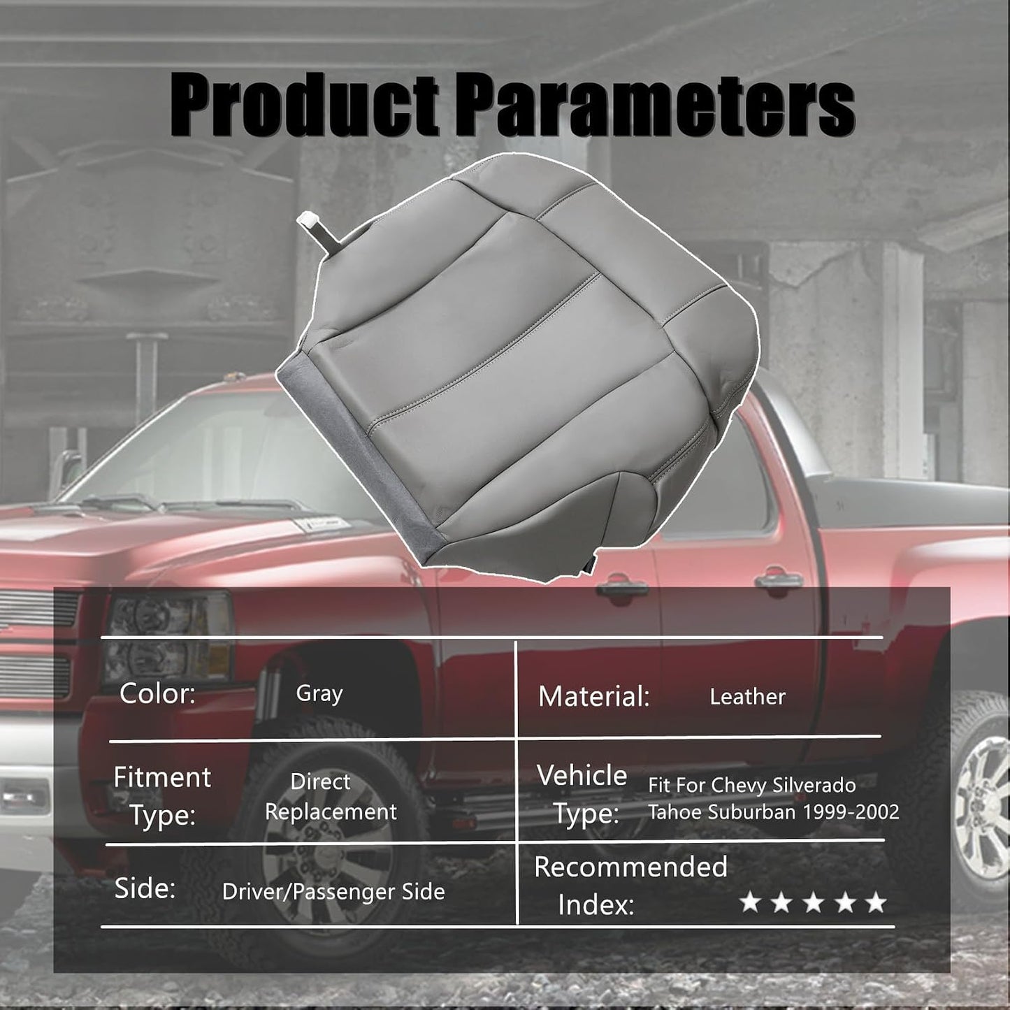 Funda asiento inferior gris para Chevy Silverado GMC Sierra