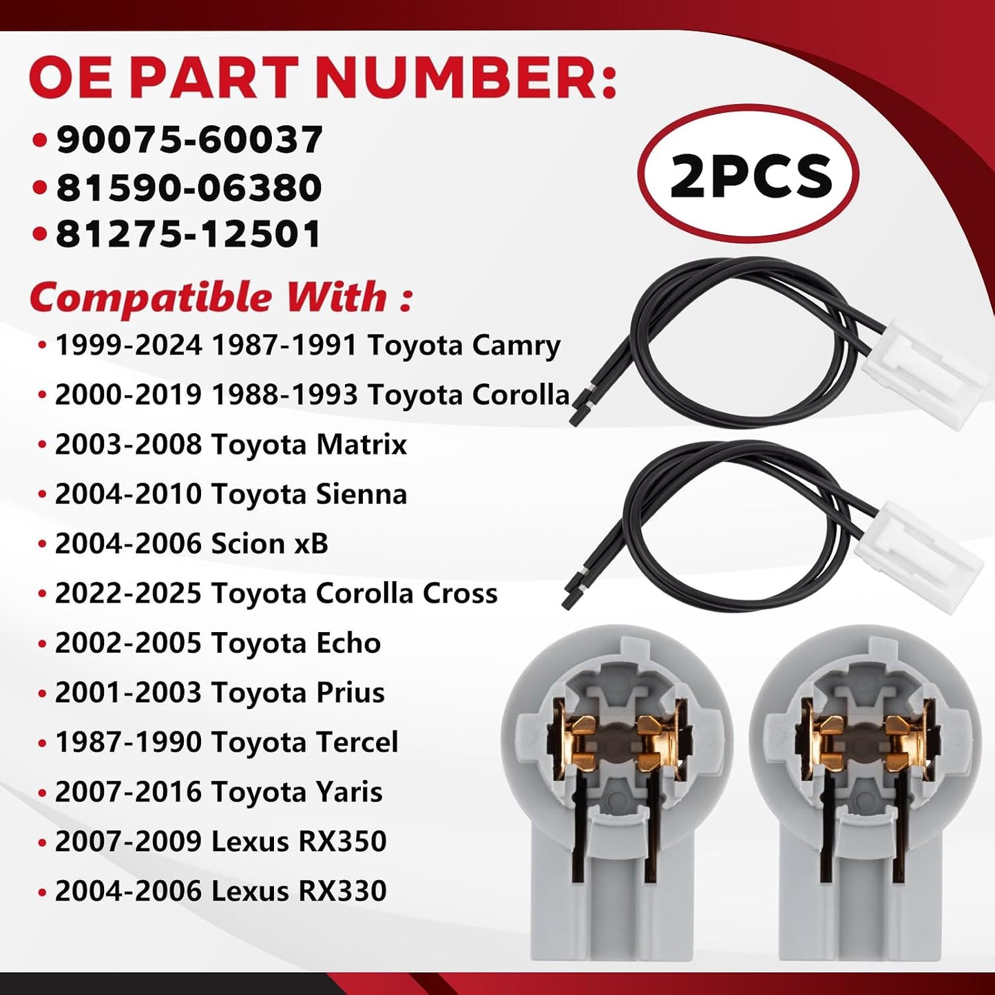 2 Pzas enchufe luz trasera Toyota Camry Corolla RX350