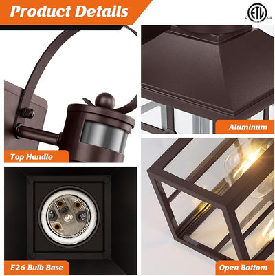 2 Luces Porche Bronce Sensor Movimiento Apliques Exteriores