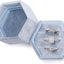 Caja terciopelo anillos vintage 3 ranuras azul
