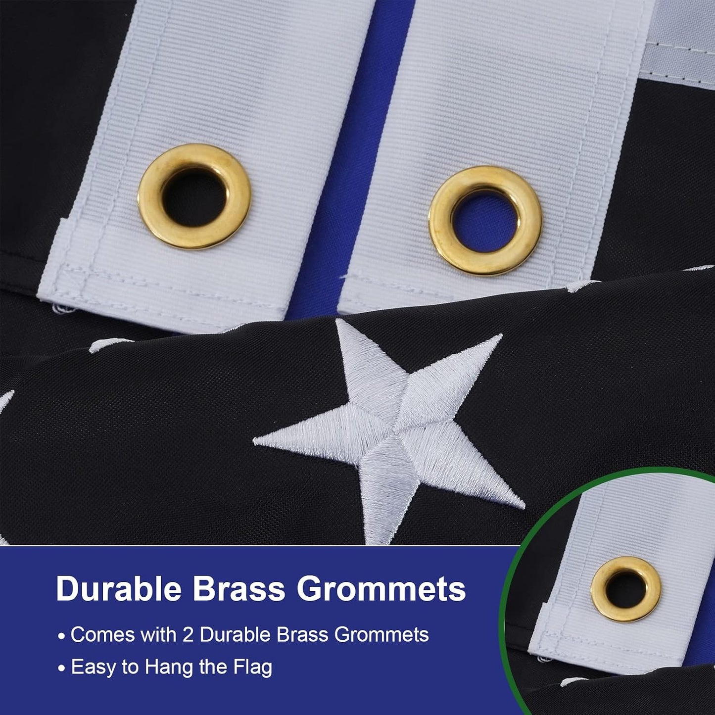 Bandera azul 3x5ft estrellas bordadas poliéster resistente