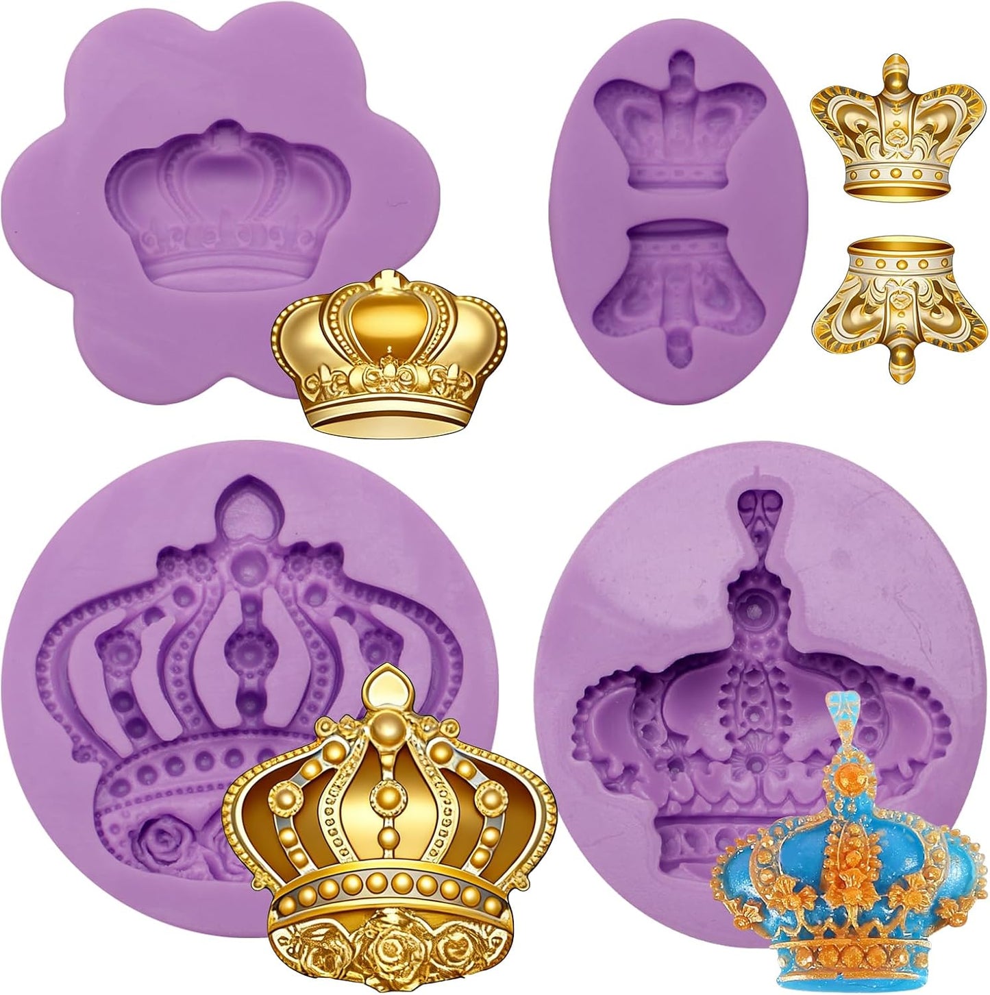 Moldes de silicona de corona de princesa para fondant y decoración de pasteles