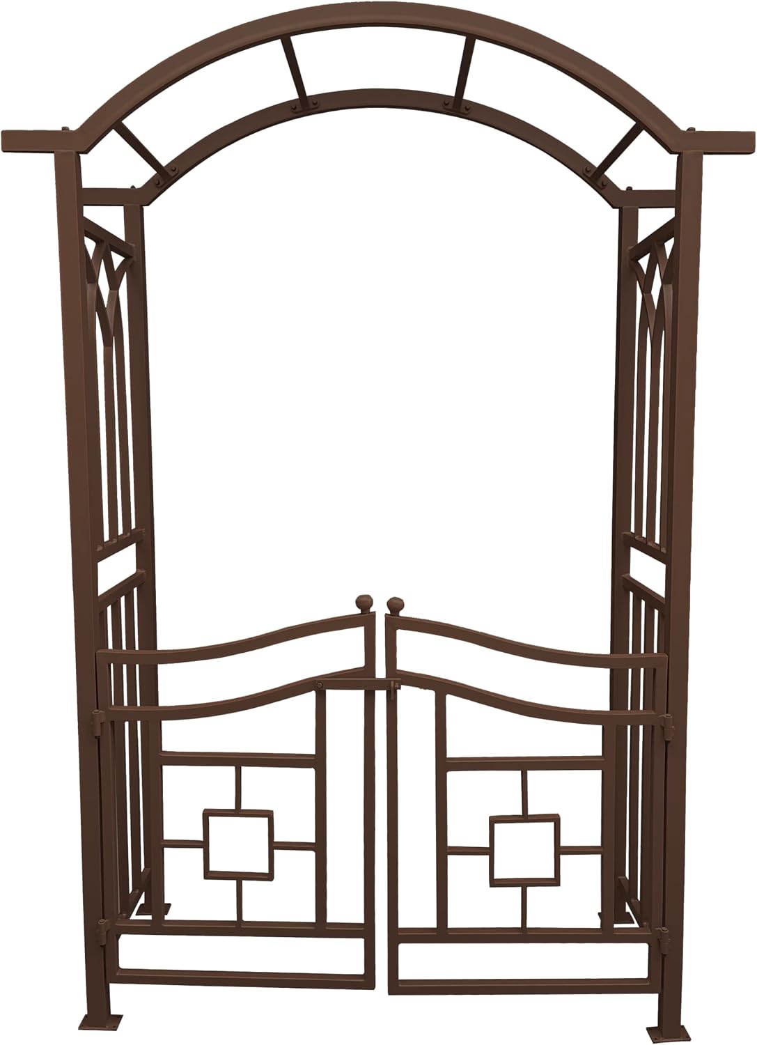 Arco jardín aluminio marrón con puerta