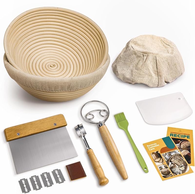Set 2 Cestas Banneton 9pulg Caña para Fermentación Pan