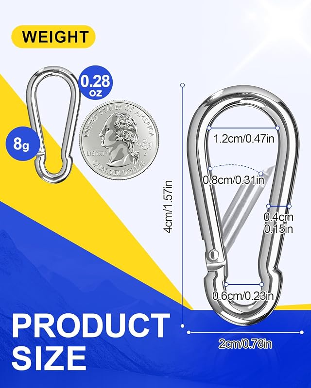 Mosquetón acero inox 304 para llavero hamaca camping