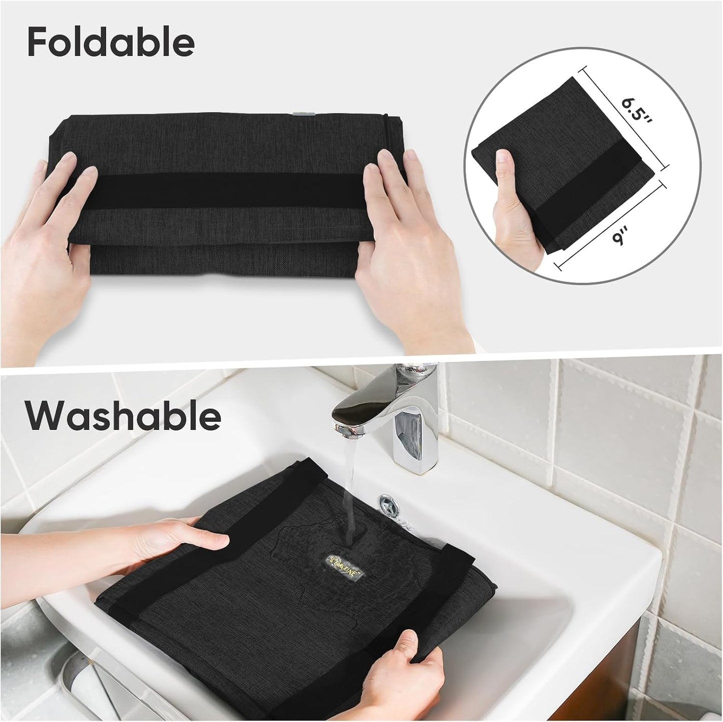 Bolsa almacenamiento grande con cremalleras tela Oxford negro