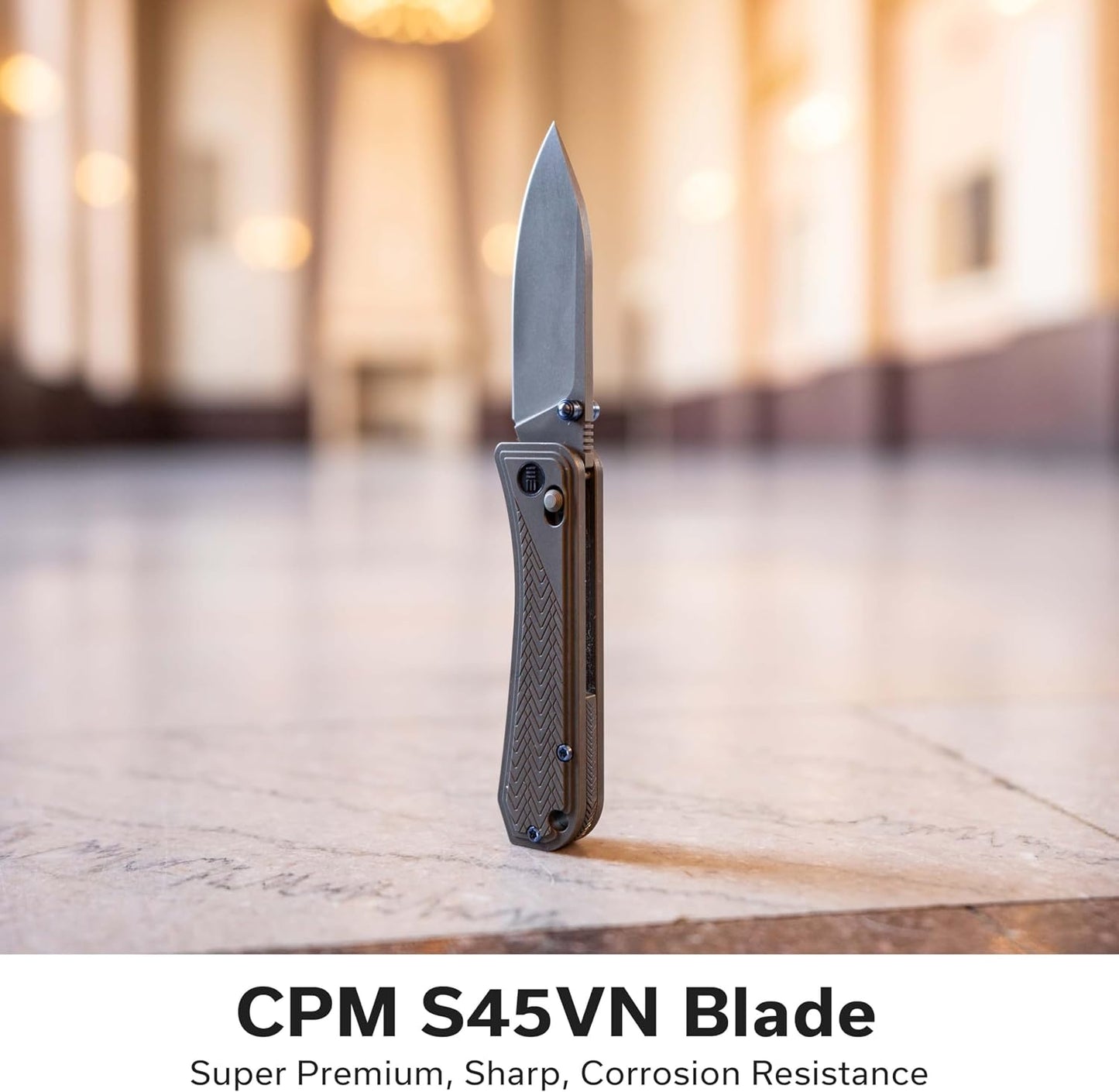 Cuchillo EDC plegable bloqueo hoja S45VN mango titanio