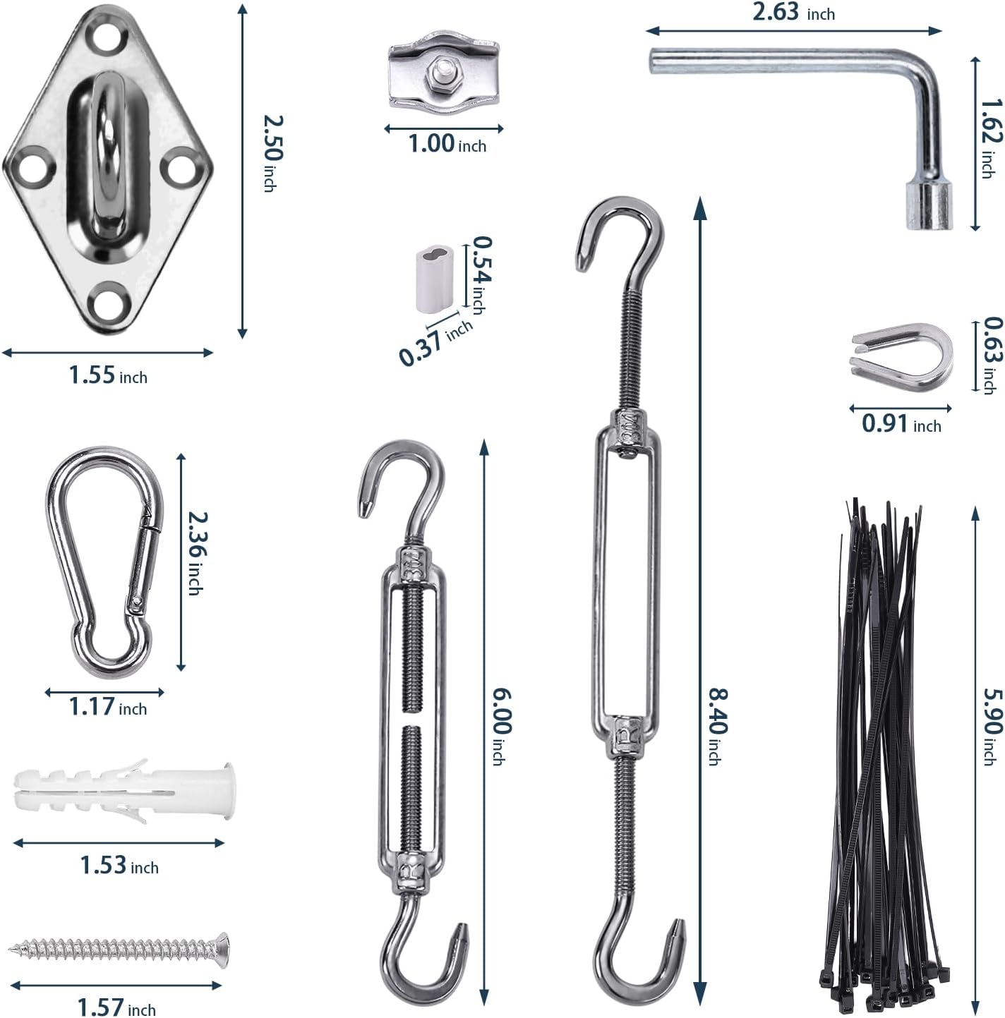 Kit accesorios vela 6pulg toldo tensores al aire libre 235uds