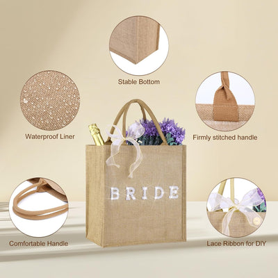 Bolsa regalo arpillera yute 14x13x7.5pulg para novia