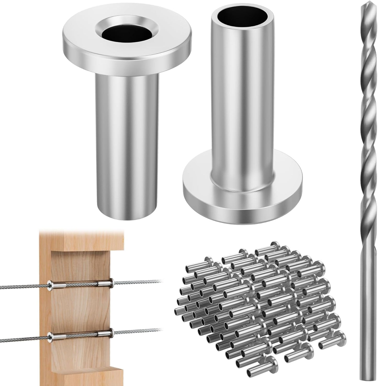 Set 120 fundas acero inox para postes madera
