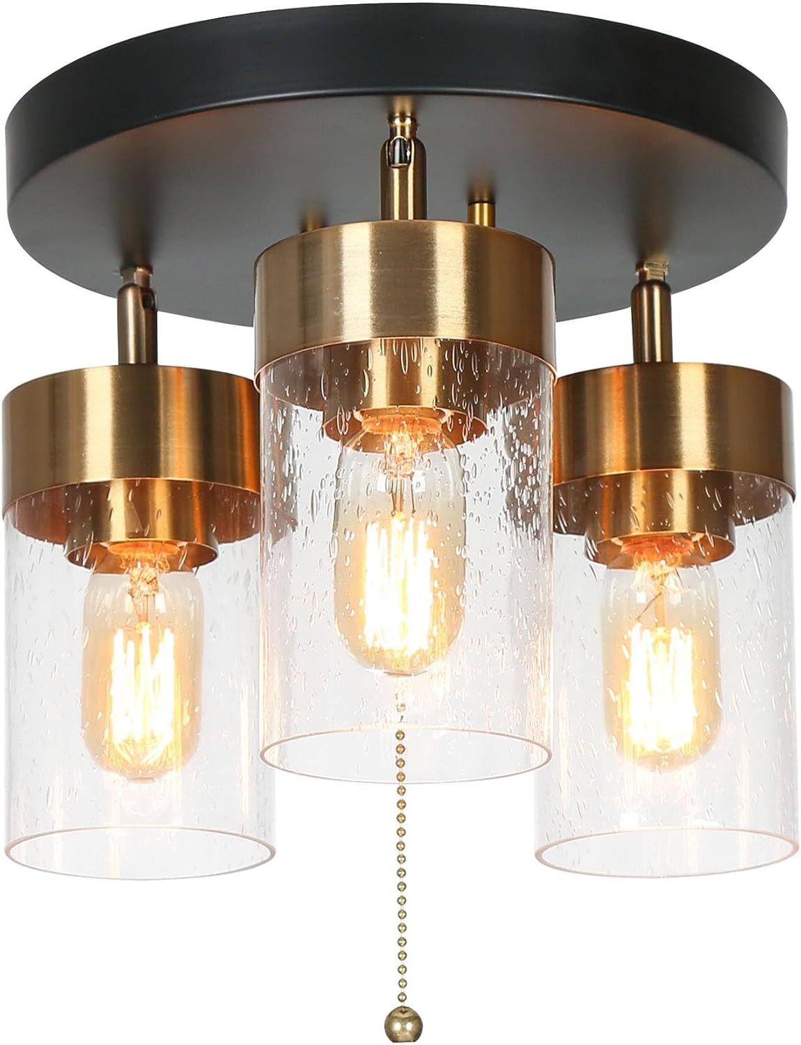 Lámpara techo empotrado 3 luces negro dorado