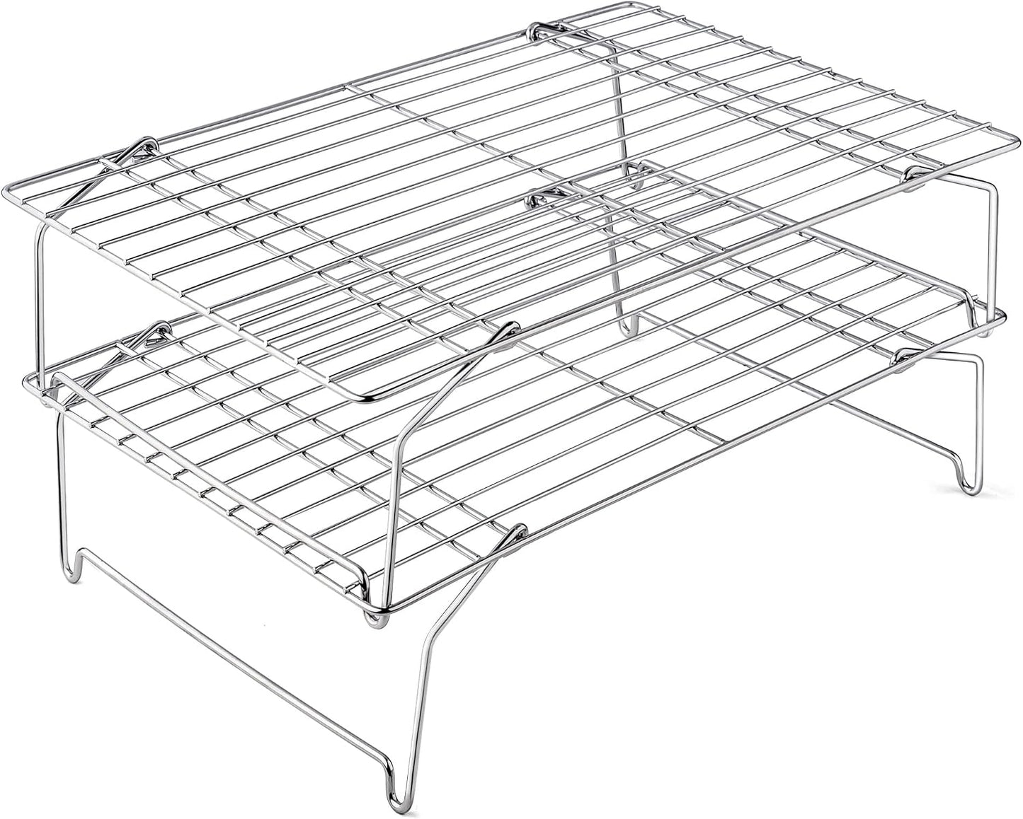 2 Pzas Estante Refrig. Acero Inox 15x10pulg 2 Niveles Plegable