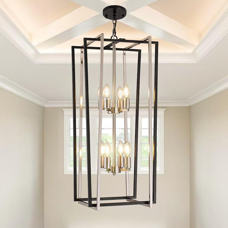Candelabro 8 luces estilo granja para techos altos