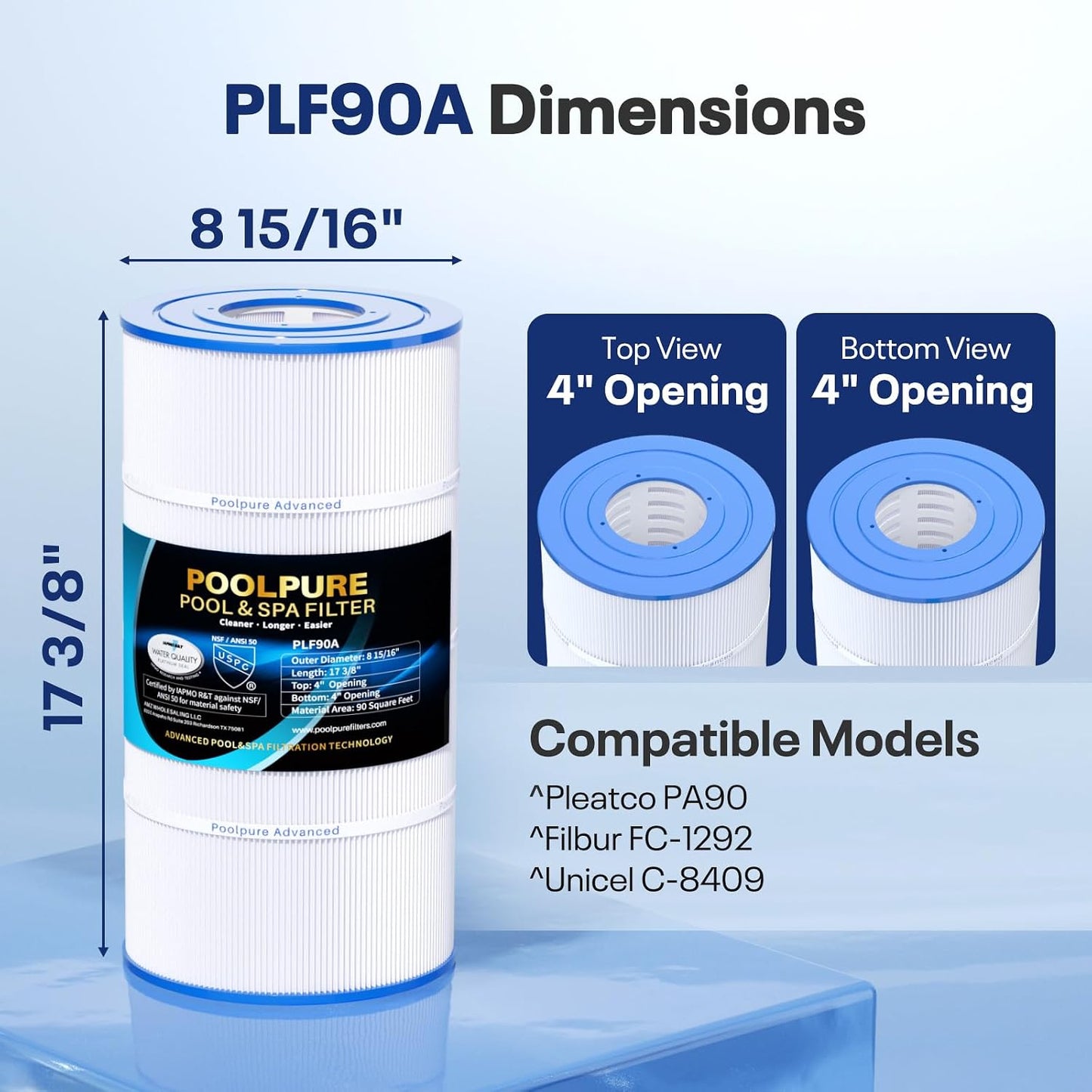 Filtro piscina PLF90A reemplaza Hayward C900 90ft2 17