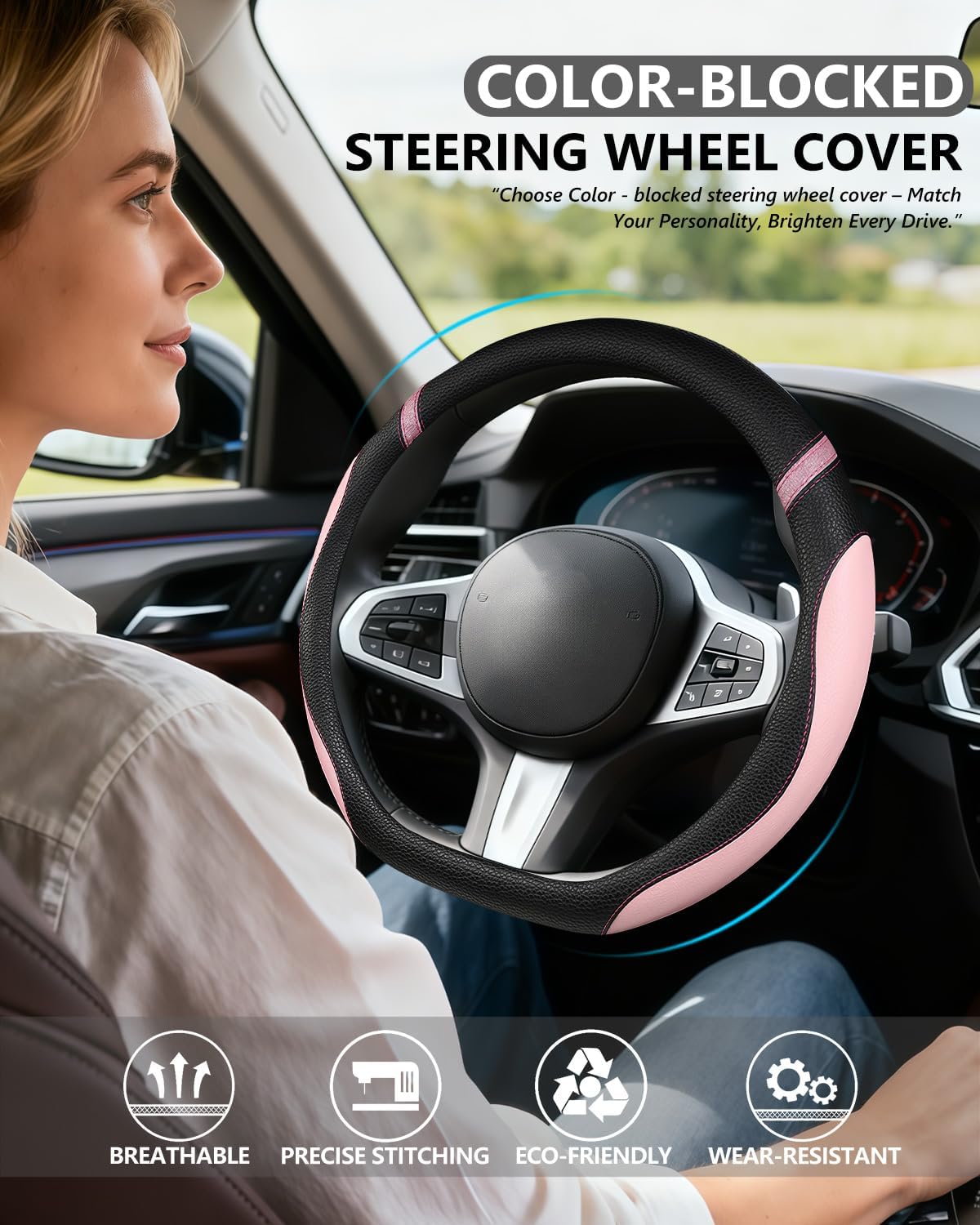 Funda volante forma D antiderrap para mujer rosa
