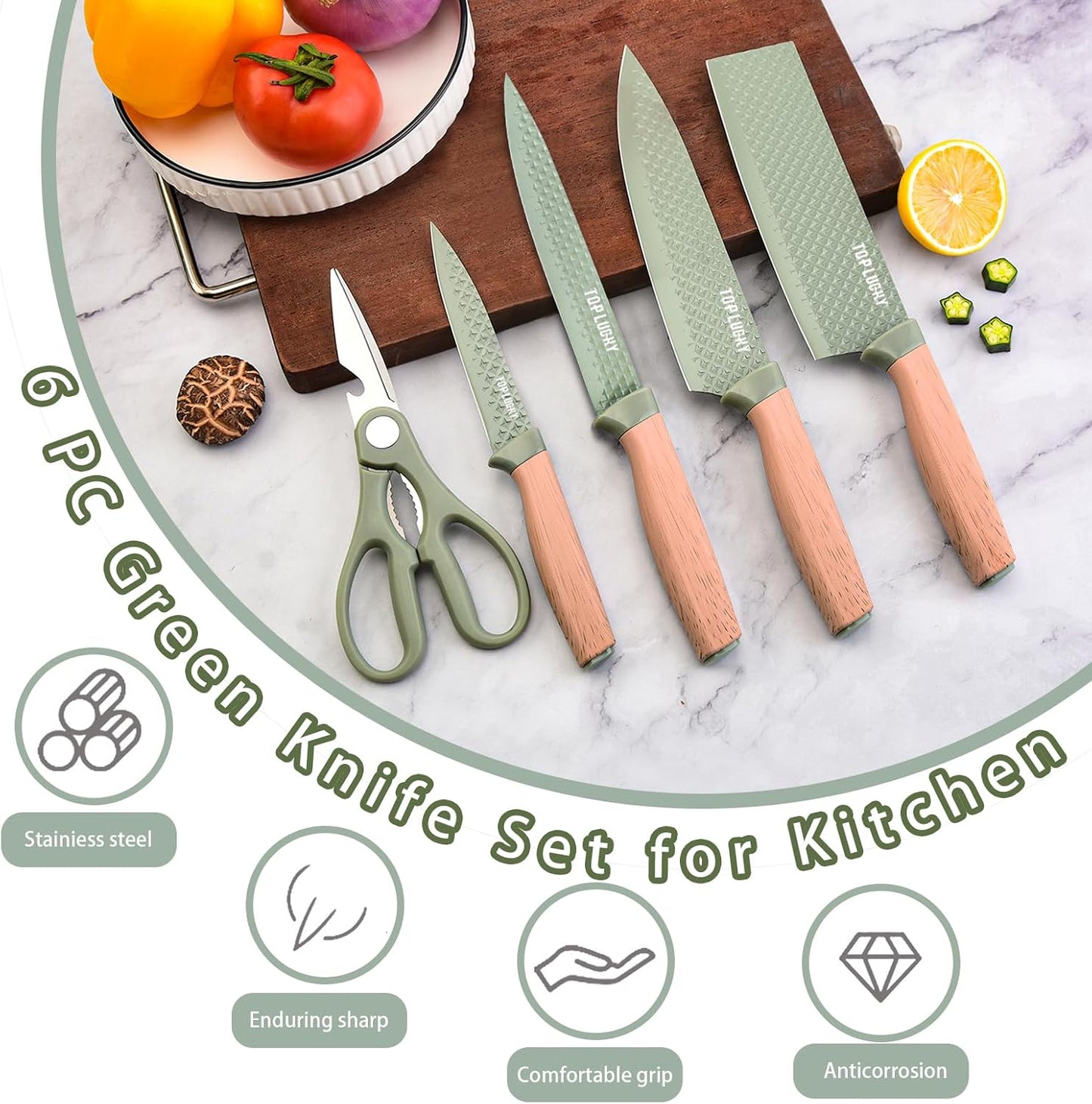 Set 6 Cuchillos Chef Acero Inox Antiadherente