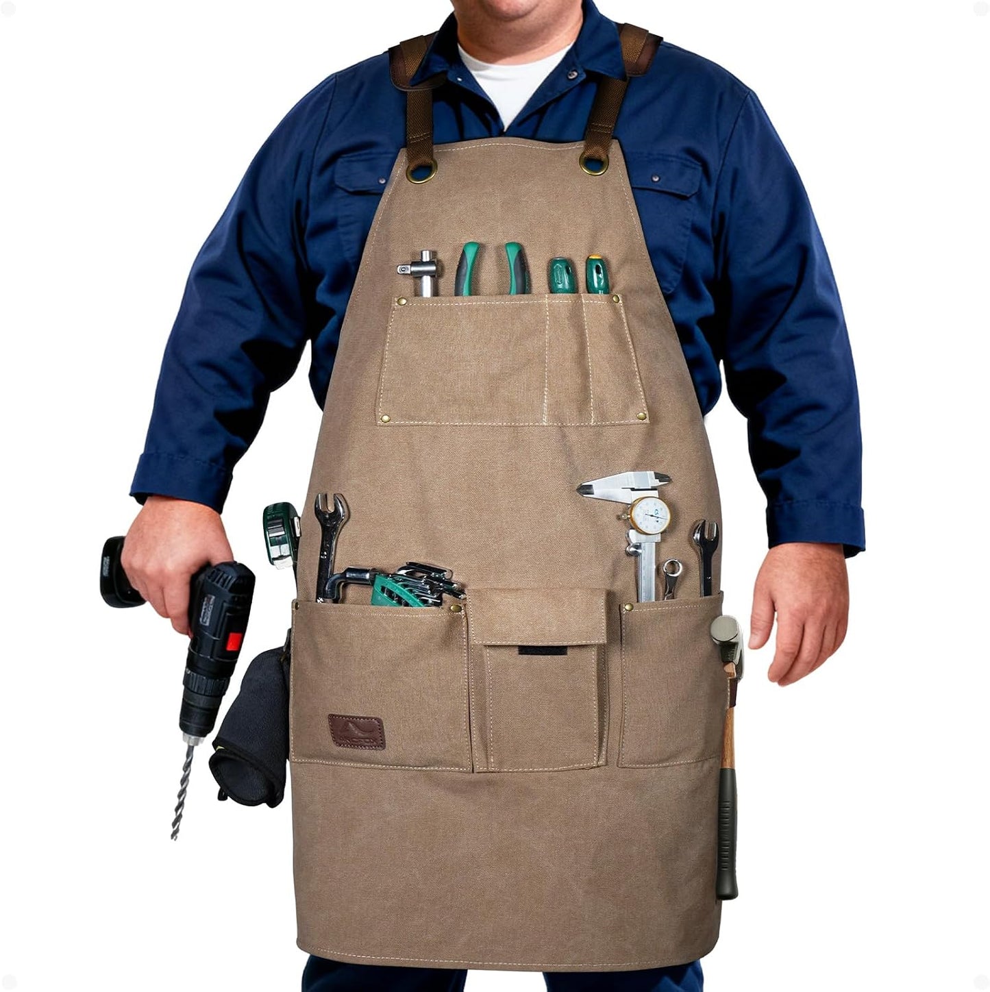 Delantal carpintería lona 16oz 9 bolsillos ajustable