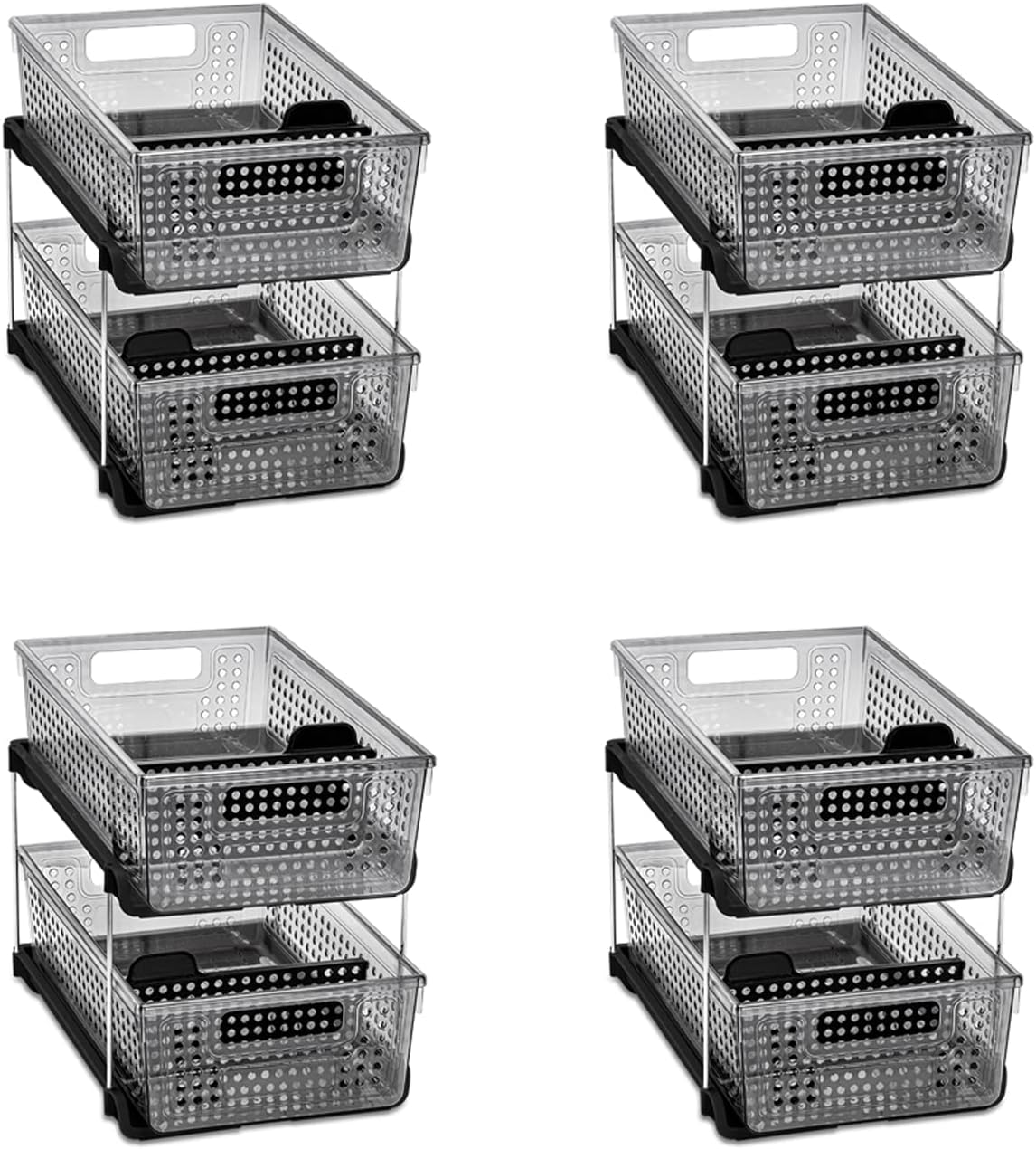 Organiz. 2 niveles multiusos con asas 4 pzas carbono