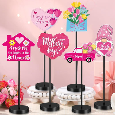 6 Pzas Decoración Mesa Corazón Madera Hogar Regalo Mamá