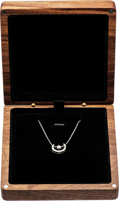 Caja madera nogal vitrina joyas compromiso boda interior