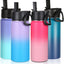 4 Botellas agua niños 16oz aisladas con pajita acero inox