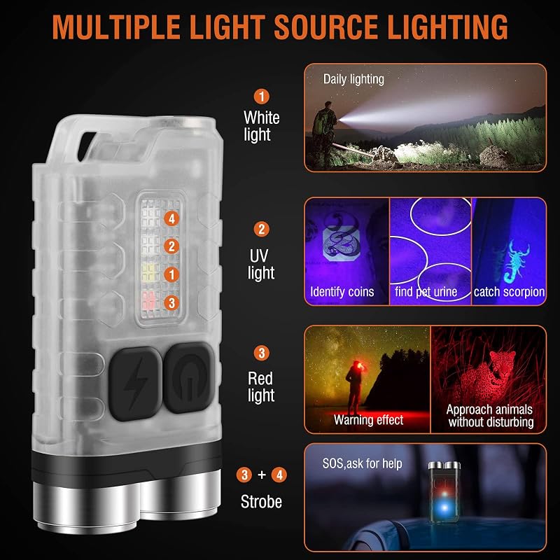 Linterna EDC mini recargable LED 10 modos USB-C IP65