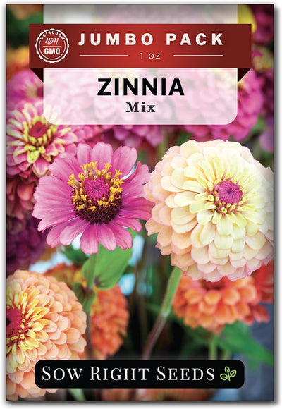 Semillas zinnia mix 1oz 4300uds paquete jumbo para jardín