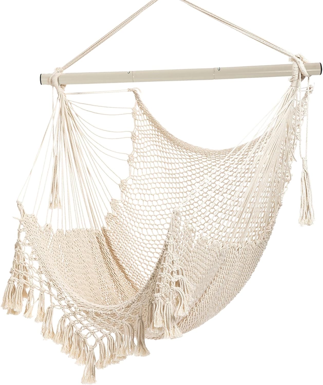 Silla hamaca cuerda algodón suave varilla metal uso jardín