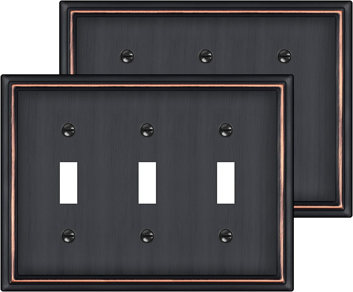 2 Pzas Cubiertas Interruptor Luz Placa Bronce Aceitado