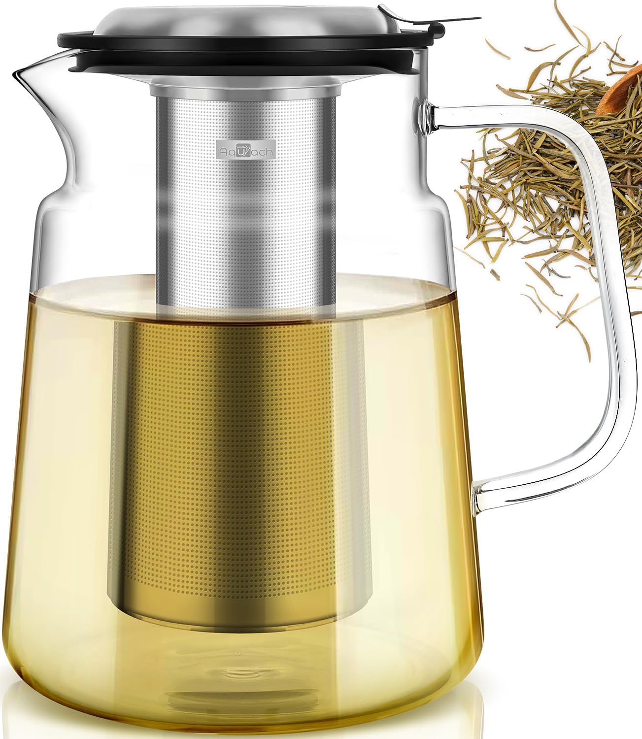 Tetera vidrio borosilicato 74oz con infusor acero inox