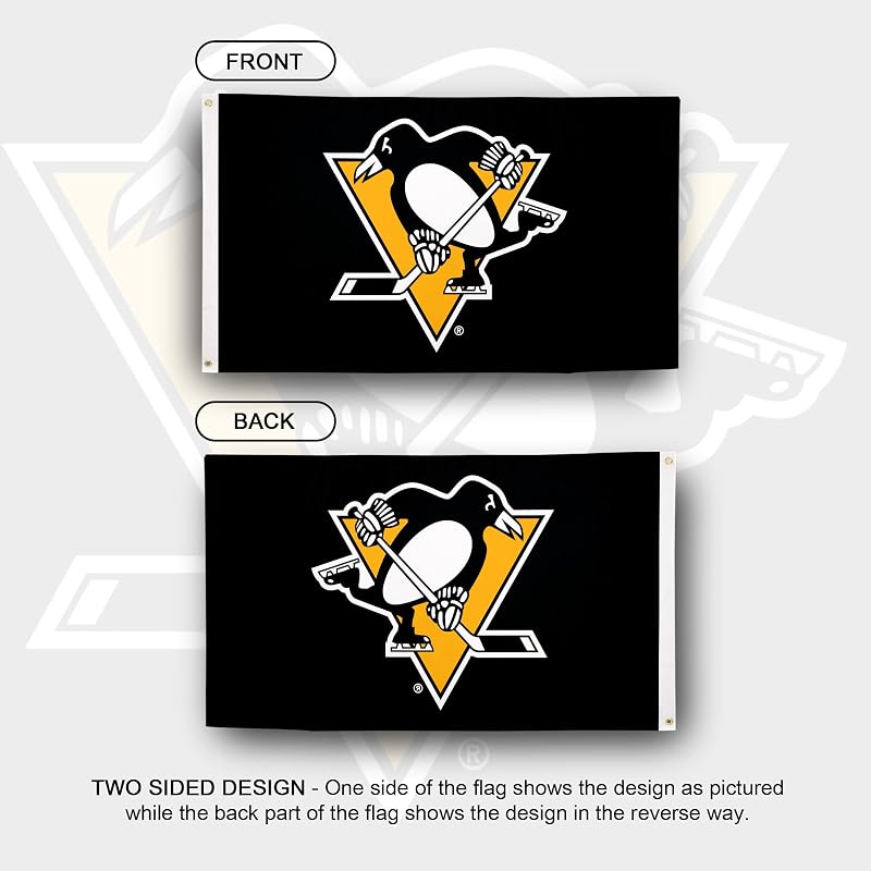 Bandera pingüinos Pittsburgh 3x5ft poliéster