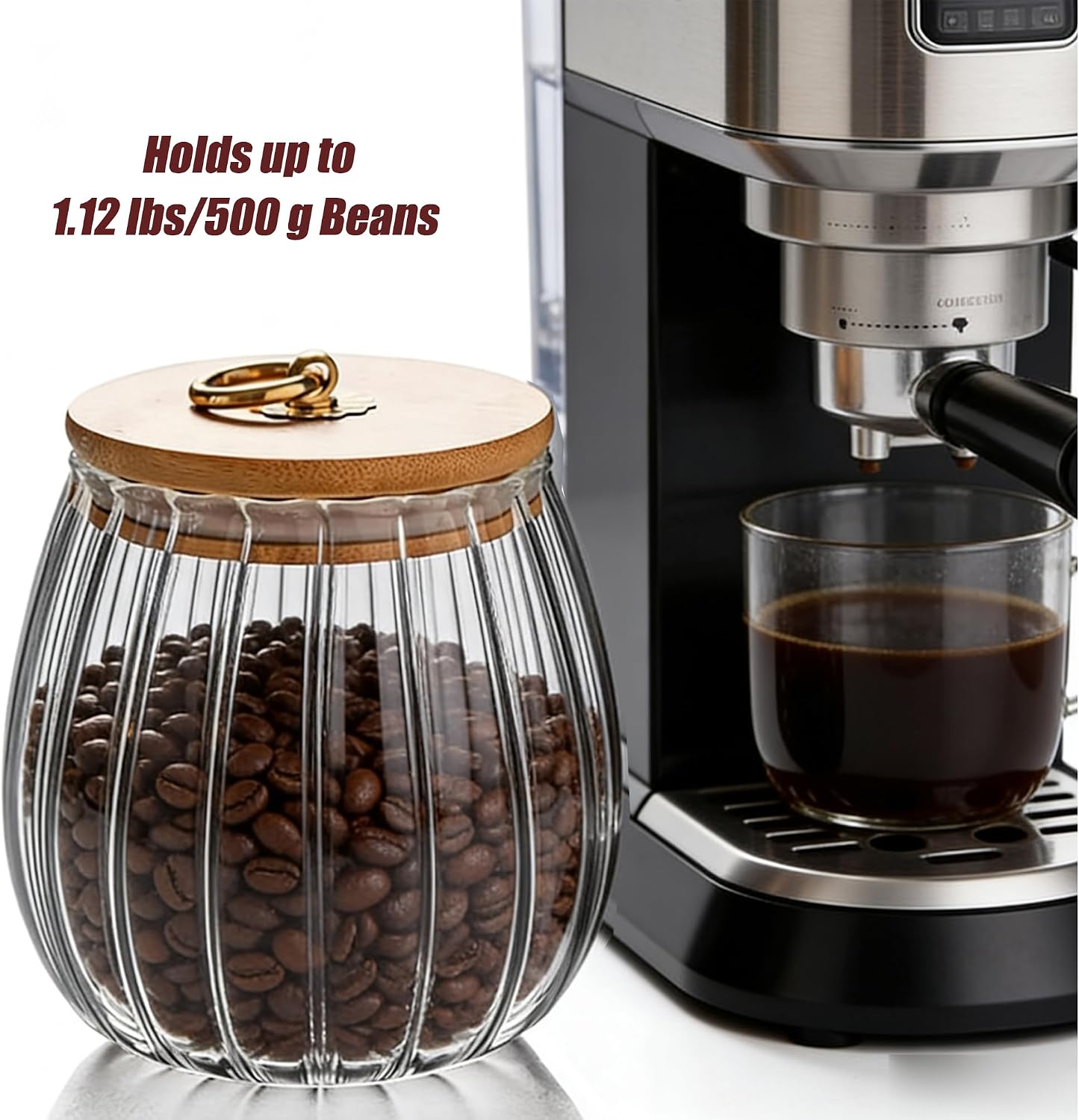 Recipiente vidrio café frutos secos 1600ml tapa bambú