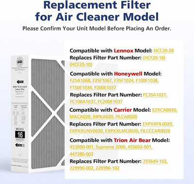 2 Filtros Aire MERV 16 20x25x5 Comp Lennox HCC20-28