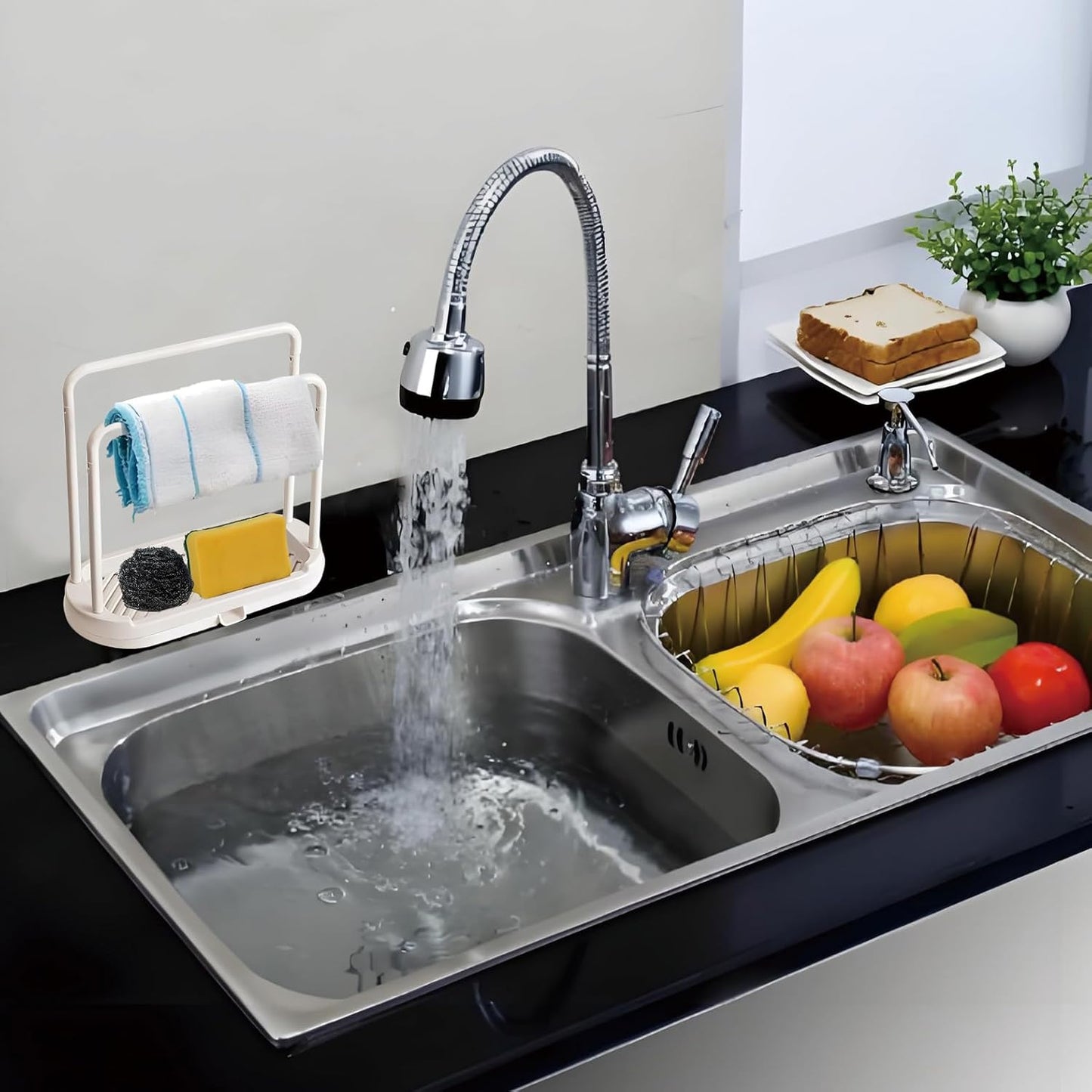 Estante tela cocina drenaje doble capa beige