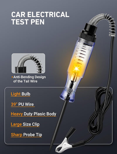Luz prueba automotriz 6-24V con clip cocodrilo y sonda acero
