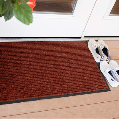 Alfombra entrada cepillo 3x5ft resistente rojo/negro