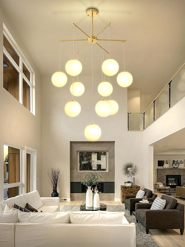 Candelabro Sputnik 10 luces LED regulable color dorado
