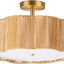 Lámpara techo ratán 3 luces bohemias dorada dormitorio