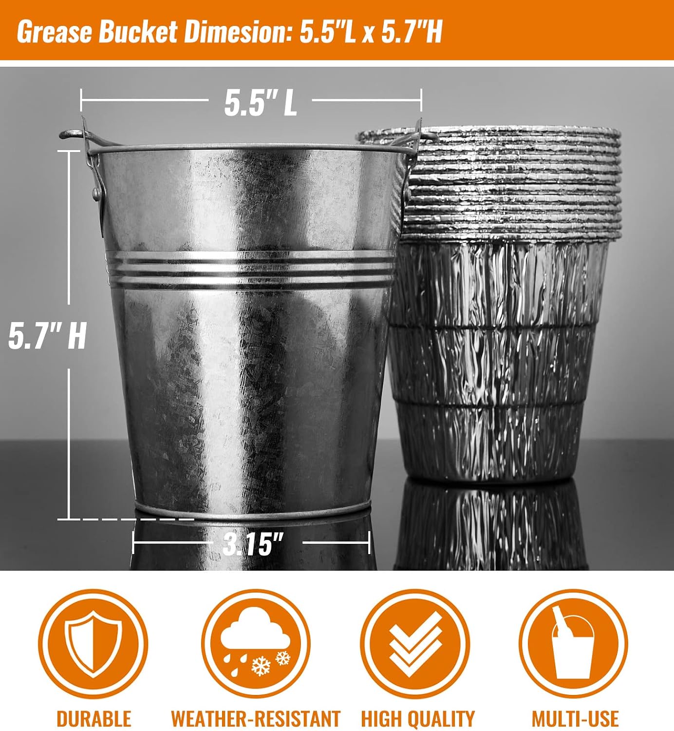 20 Revestimientos cubo grasa y pack HDW152 para Traeger