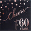 Servilletas cóctel 5x5pulg oro rosa 3 capas cumpleaños 60