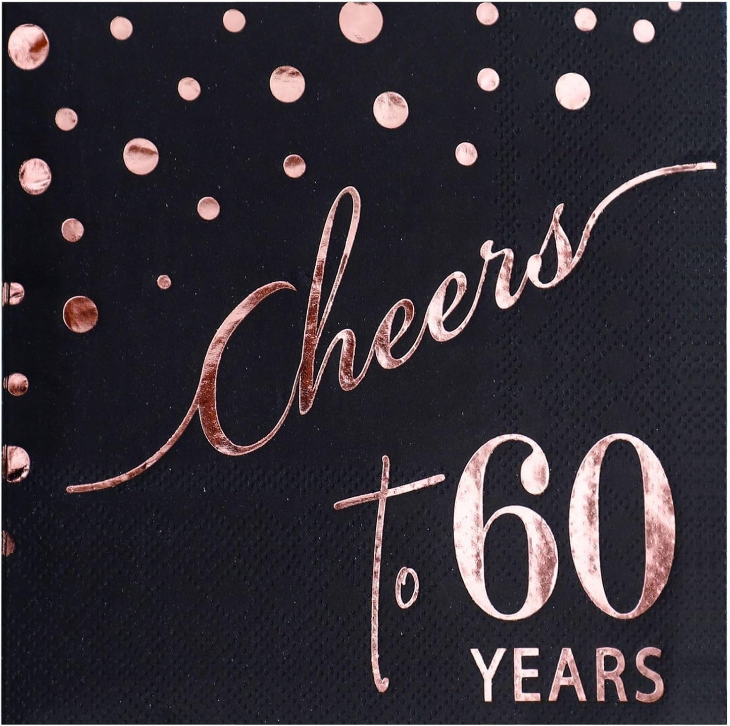 Servilletas cóctel 5x5pulg oro rosa 3 capas cumpleaños 60