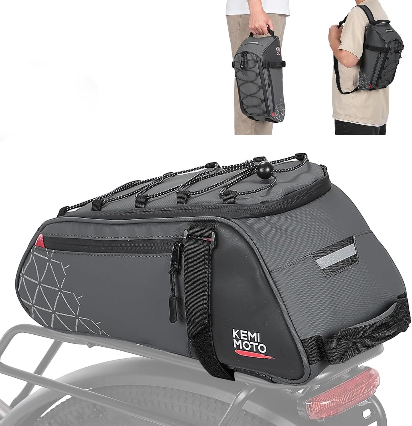Bolsa trasera bicicleta PVC resistente al agua 8L gris