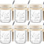 6 Tarros Vidrio 16oz con Tapa y Cuchara para Avena Leche