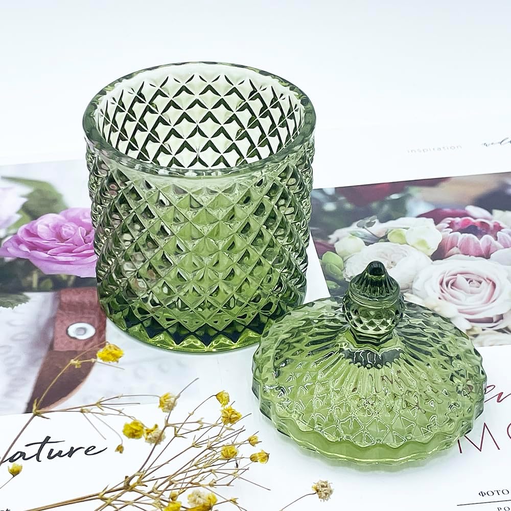 Tarro cristal con tapa decorativo Navidad verde oliva