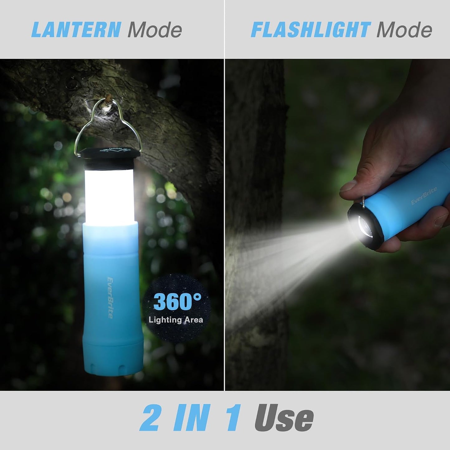 Linterna 2en1 con zoom 3 modos para acampar emergencia