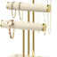 Soporte terciopelo barra T 3 niveles para joyas beige
