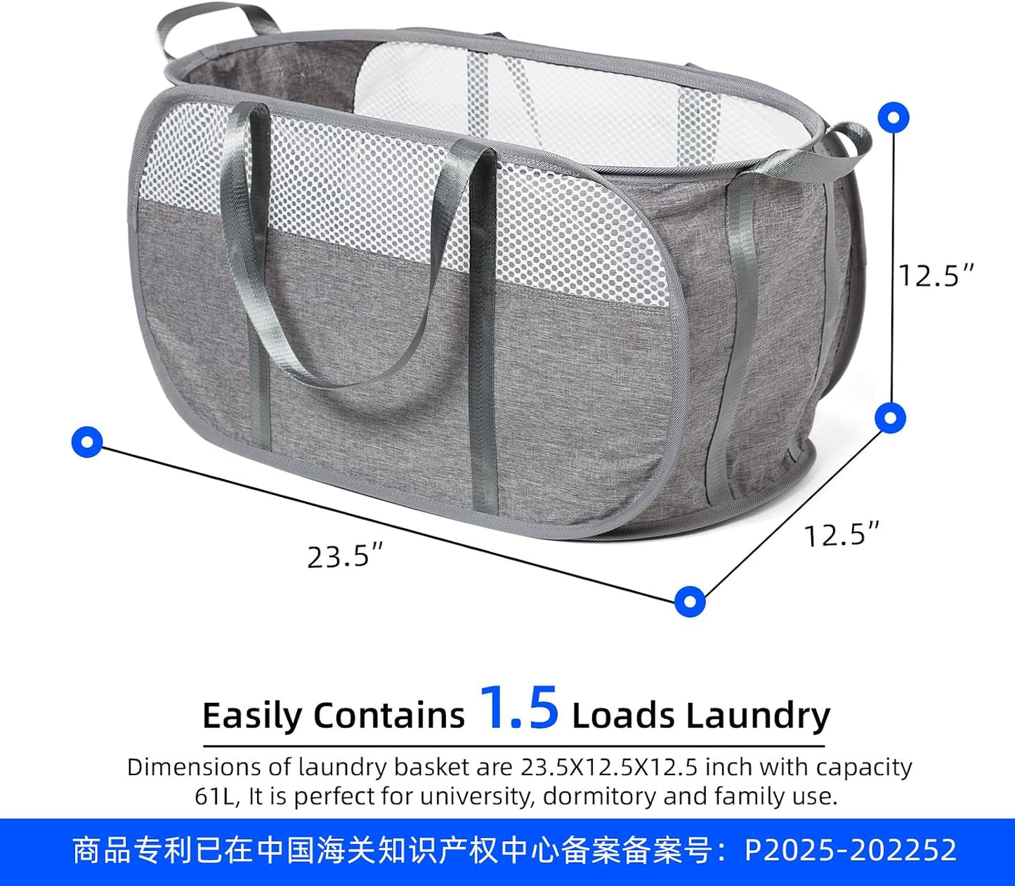 Cesta lavandería desplegable asas fuertes 1.5 cargas